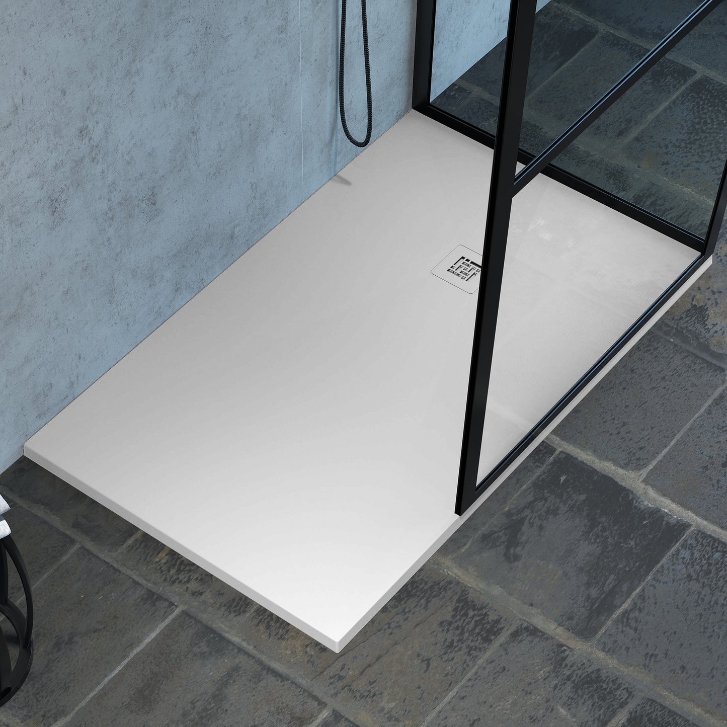 Mineralguss Duschwanne Arena Classic Kollektion – Mittiger Ablauf – Rutschfest und Langlebig