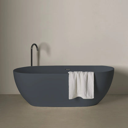 Freistehende Mineralguss Badewanne Luma Grau RAL 7015 – Modernes Design und Langlebigkeit