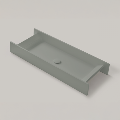 Aufsatzwaschbecken Mineralguss Stone Arvo, Rechteckig, 100 x 38,5 cm, Höhe 12,5 cm – Groß und Funktional