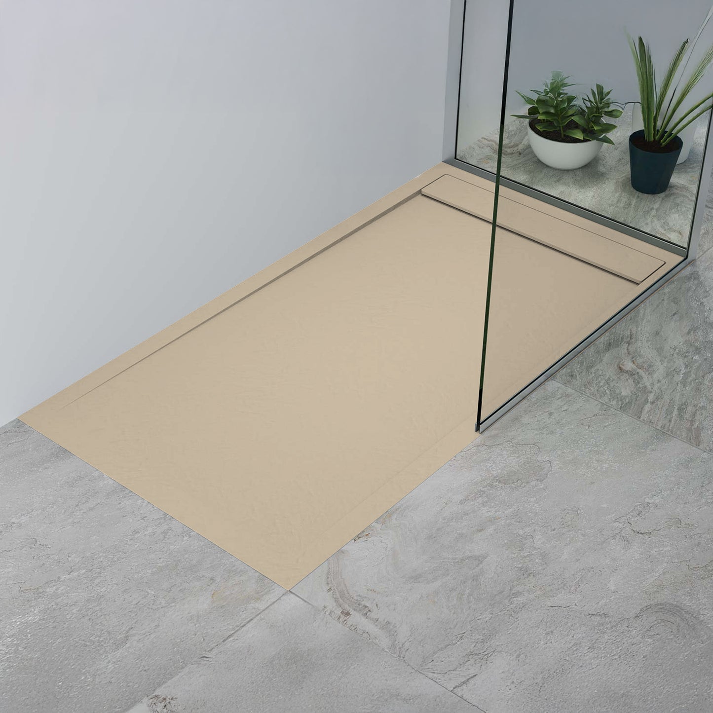 Mineralguss Duschwanne Arena Luxe Kollektion – Frontaler Ablauf – Rutschfest und Langlebig