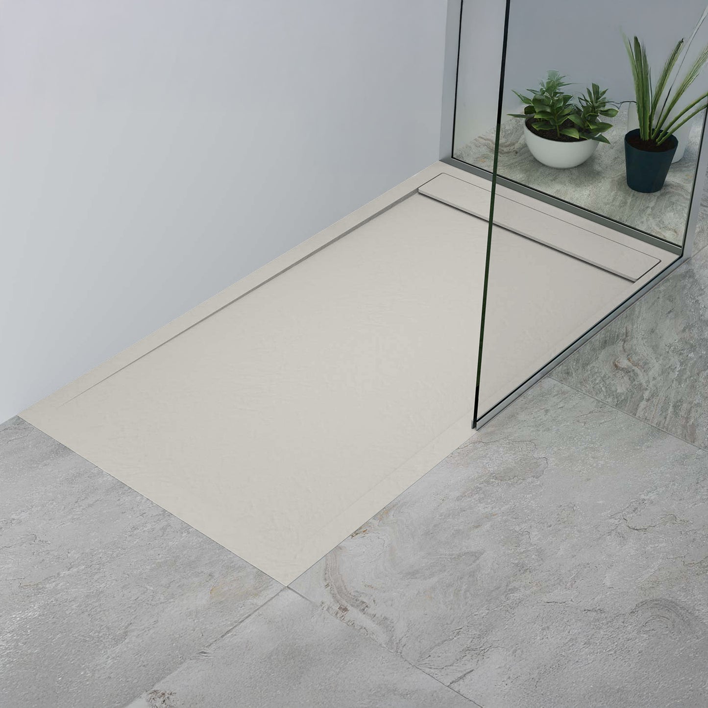 Mineralguss Duschwanne Arena Luxe Kollektion – Frontaler Ablauf – Rutschfest und Langlebig