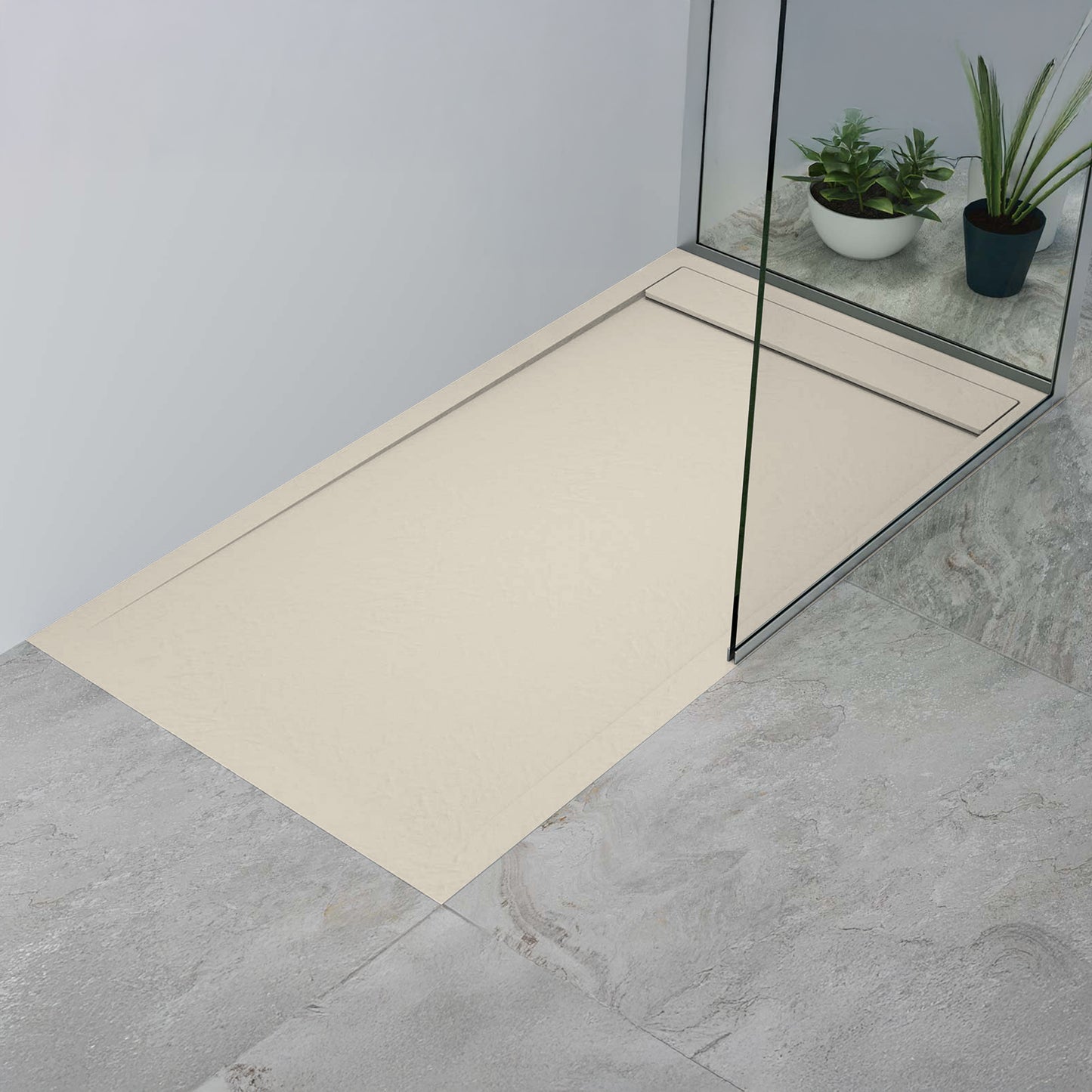 Mineralguss Duschwanne Arena Luxe Kollektion – Frontaler Ablauf – Rutschfest und Langlebig