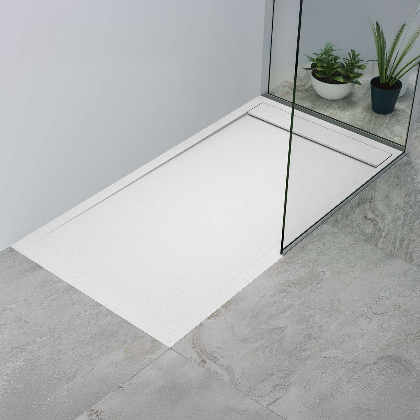 Mineralguss Duschwanne Arena Luxe Kollektion – Frontaler Ablauf – Rutschfest und Langlebig