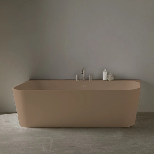 Wandmontierte Mineralguss Badewanne Eos Mokka – 167 x 86 x 50 cm – Modernes Design und Langlebigkeit