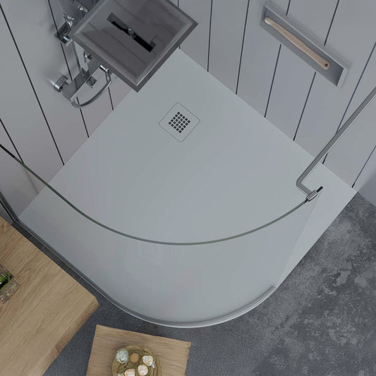 Mineralguss Duschwanne Arena Ratio Kollektion – Eckiger Ablauf – Rutschfest und Langlebig