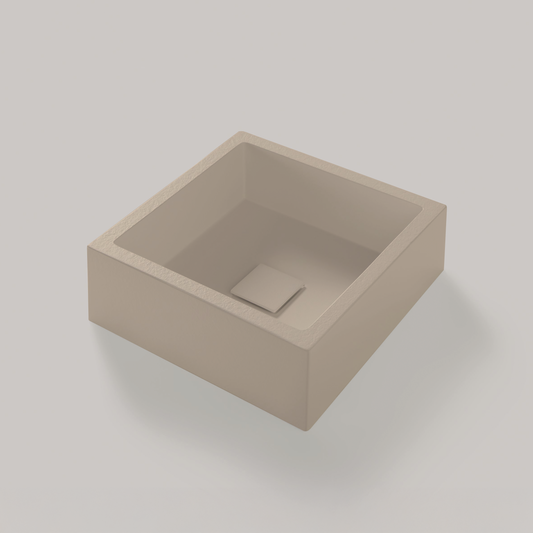 Aufsatzwaschbecken Mineralguss Stone Lysar, Quadratisch, 40 x 40 cm, Höhe 13 cm – Modern und Kompakt