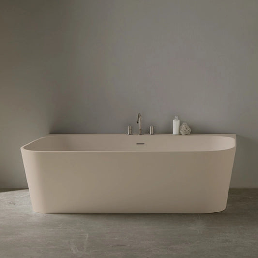 Wandmontierte Mineralguss Badewanne Eos Sahne – 167 x 86 x 50 cm – Modernes Design und Langlebigkeit