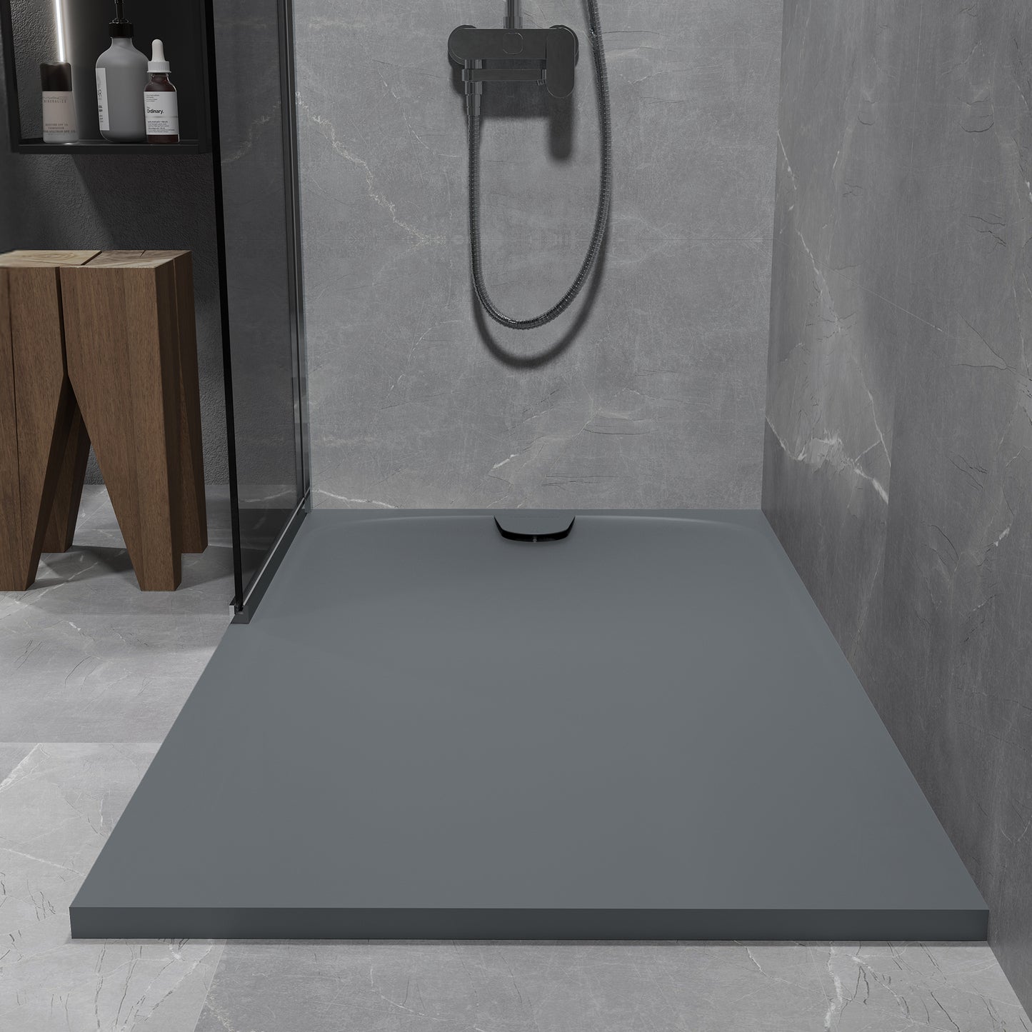 Mineralguss Duschwanne Arena Softum Kollektion – Frontaler Ablauf – Rutschfest und Langlebig