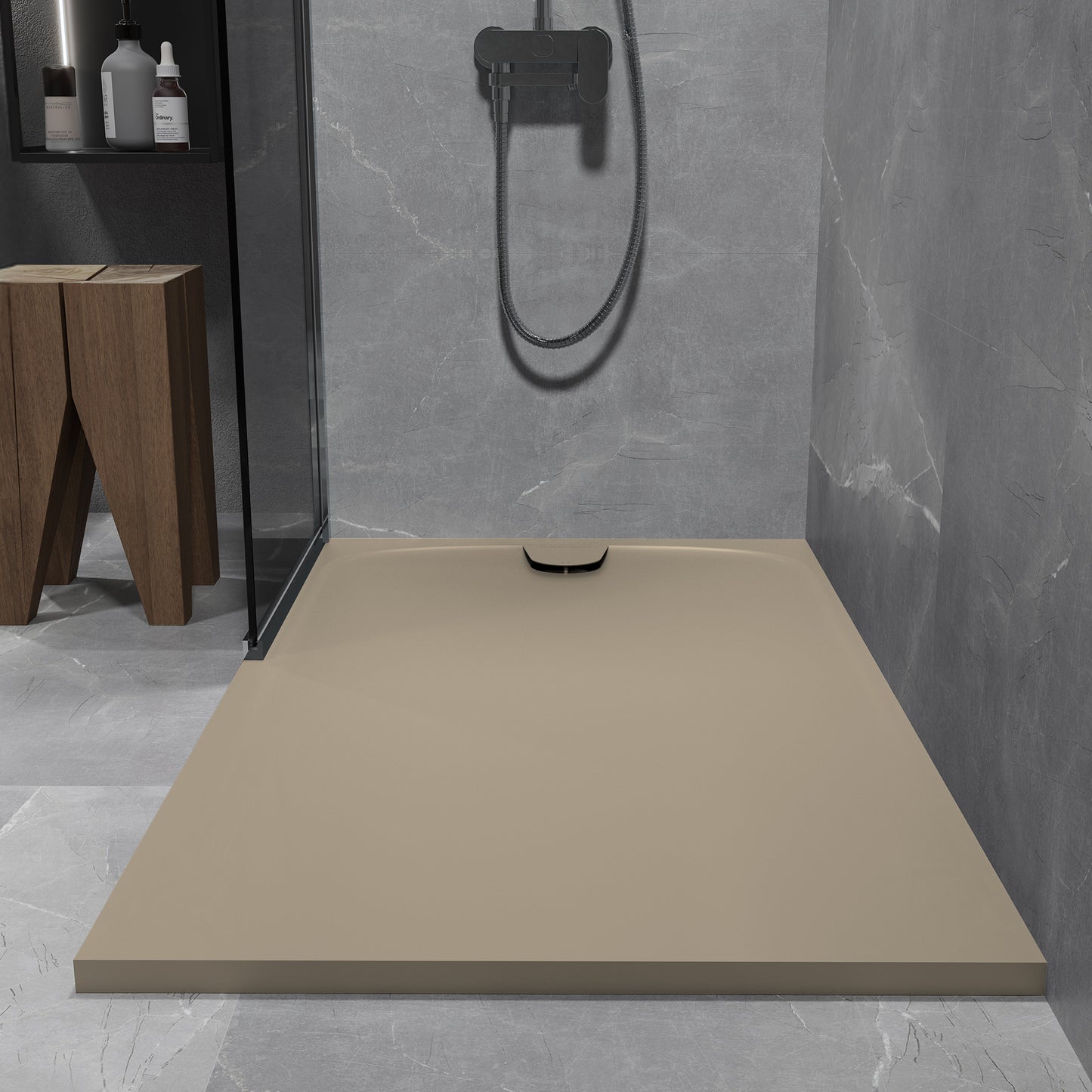 Mineralguss Duschwanne Arena Softum Kollektion – Frontaler Ablauf – Rutschfest und Langlebig
