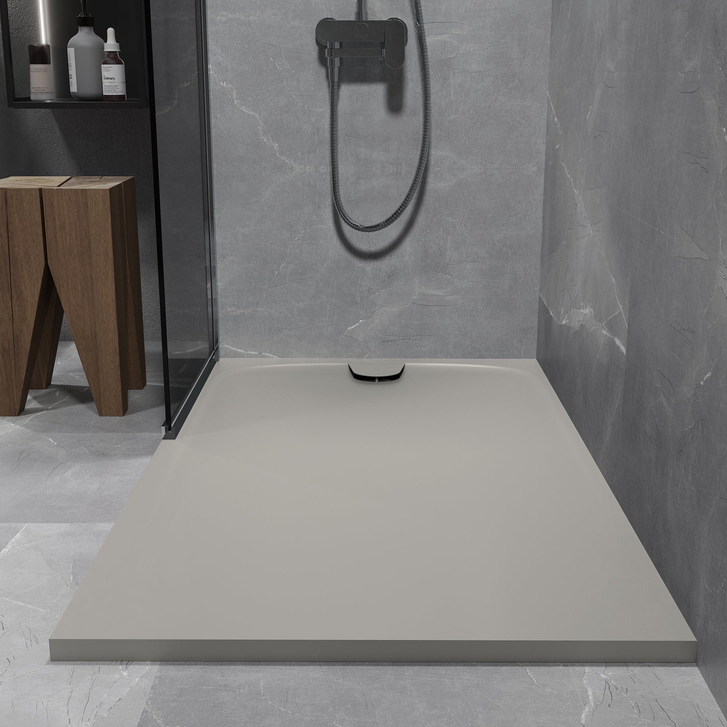 Mineralguss Duschwanne Arena Softum Kollektion – Frontaler Ablauf – Rutschfest und Langlebig