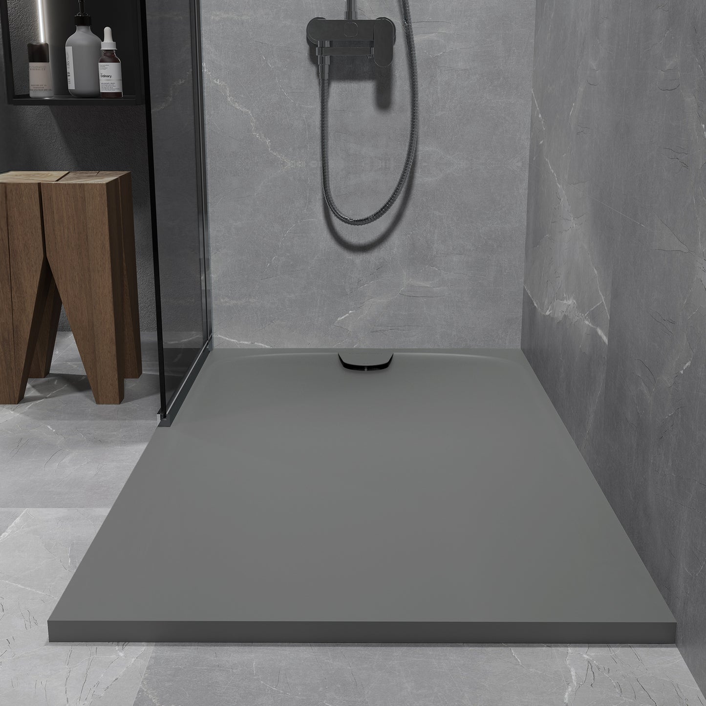 Mineralguss Duschwanne Arena Softum Kollektion – Frontaler Ablauf – Rutschfest und Langlebig