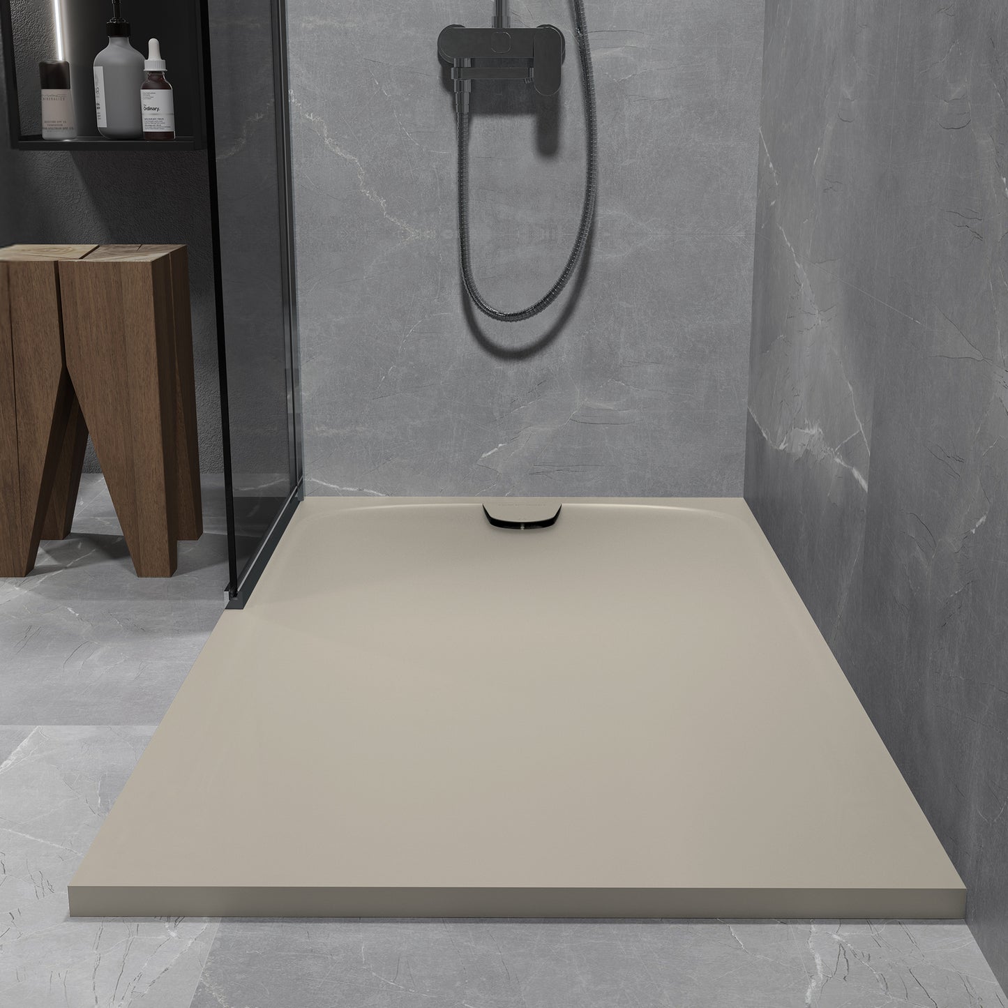 Mineralguss Duschwanne Arena Softum Kollektion – Frontaler Ablauf – Rutschfest und Langlebig