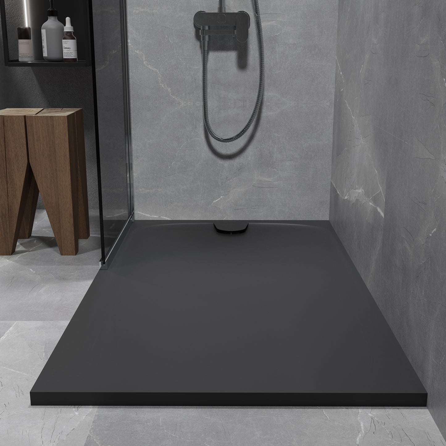 Mineralguss Duschwanne Arena Softum Kollektion – Frontaler Ablauf – Rutschfest und Langlebig