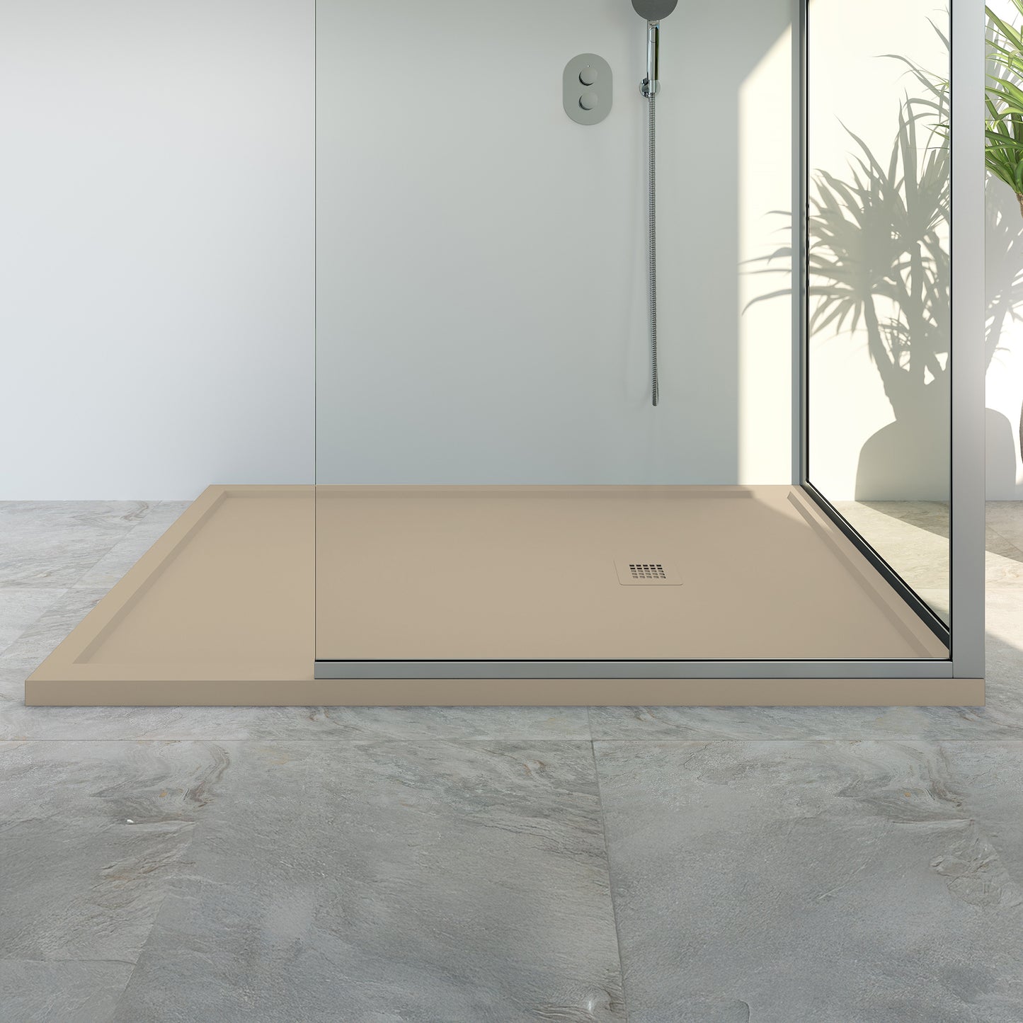 Mineralguss Duschwanne Arena Struct Kollektion – Seitlicher Ablauf – Rutschfest und Langlebig