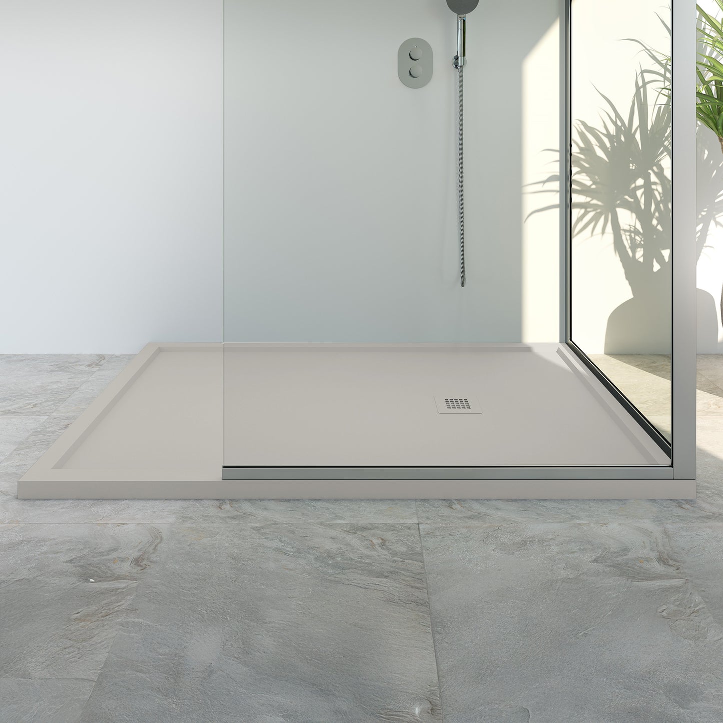 Mineralguss Duschwanne Arena Struct Kollektion – Seitlicher Ablauf – Rutschfest und Langlebig