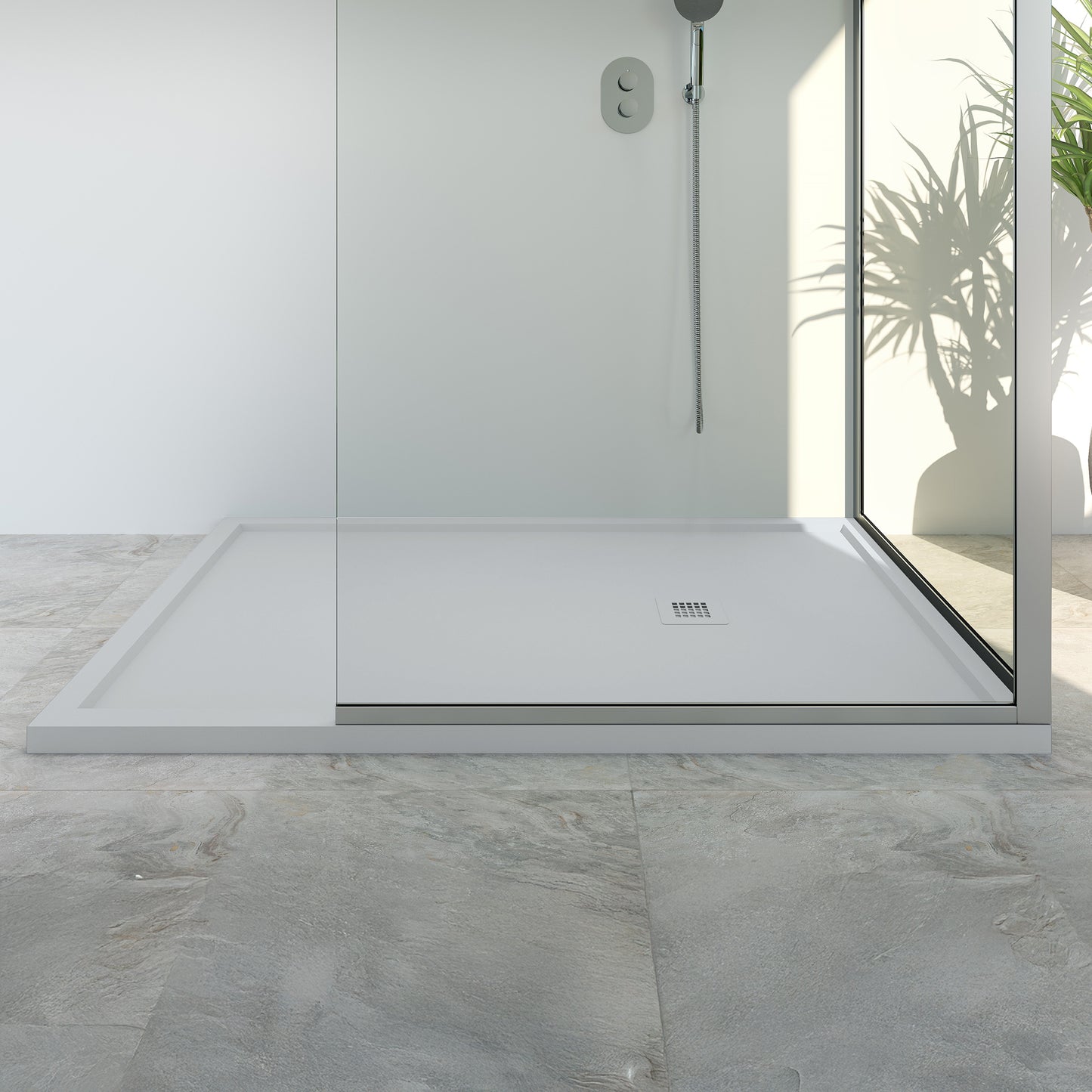 Mineralguss Duschwanne Arena Struct Kollektion – Seitlicher Ablauf – Rutschfest und Langlebig