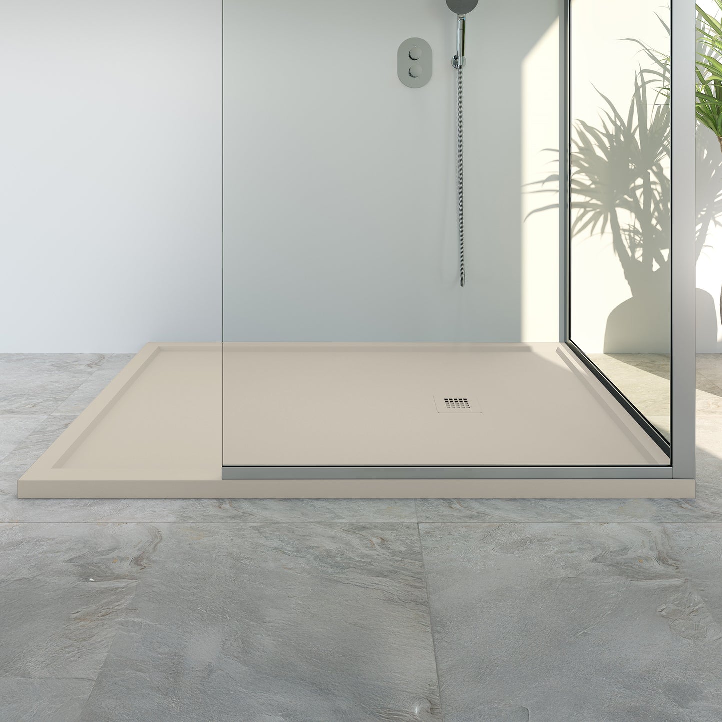 Mineralguss Duschwanne Arena Struct Kollektion – Seitlicher Ablauf – Rutschfest und Langlebig