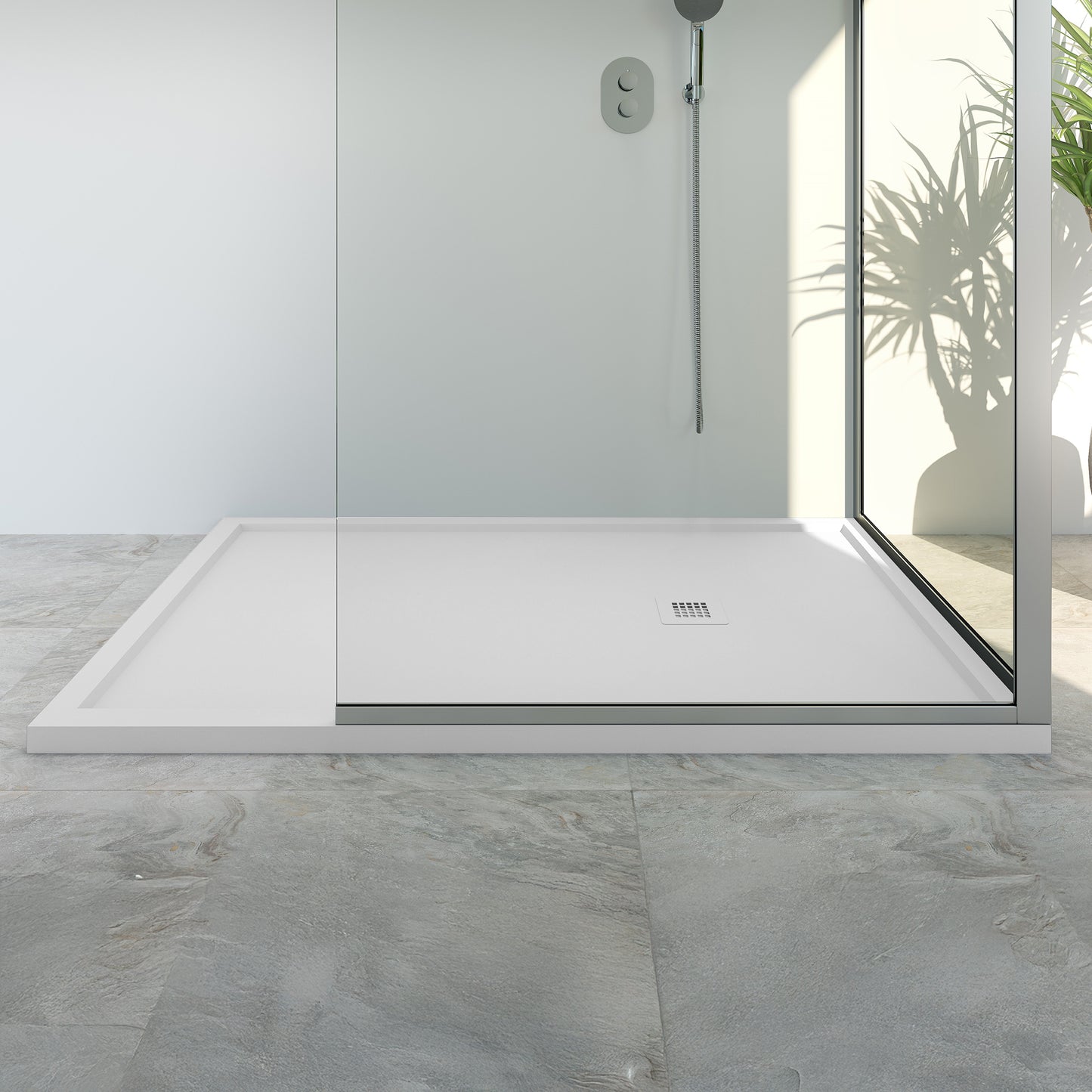 Mineralguss Duschwanne Arena Struct Kollektion – Seitlicher Ablauf – Rutschfest und Langlebig