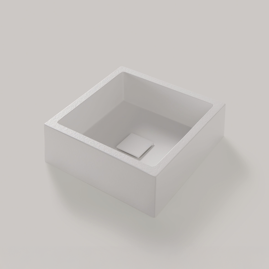 Aufsatzwaschbecken Mineralguss Stone Lysar, Quadratisch, 40 x 40 cm, Höhe 13 cm – Modern und Kompakt