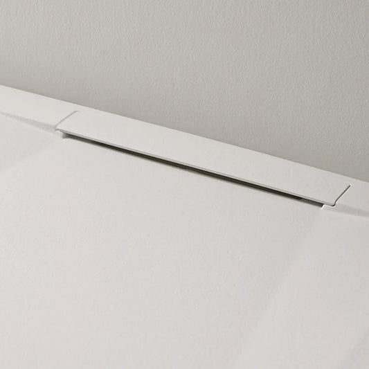 Mineralguss Duschwanne Stone Vera Weiß – Frontaler Verdeckter Ablauf – Rutschfest und Langlebig